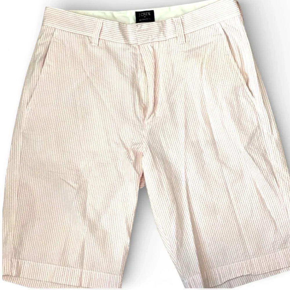 J.Crew Rivington Seersucker Shorts Men’s 29 Pink White Stripe Preppy Coastal